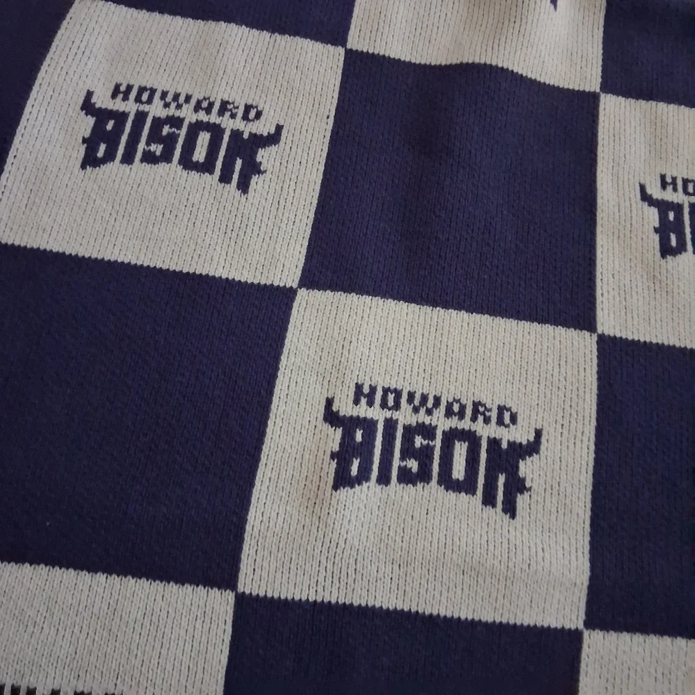 Howard University Bison Knit Blanket Checkered Throw NWT HBCU‎